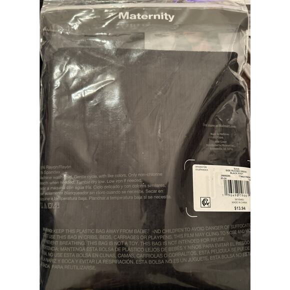 Time And Tru Maternity Short Sleeve Dress Black Scoop Neck Semi Fitted Sz S(4/6) - Picture 7 of 7